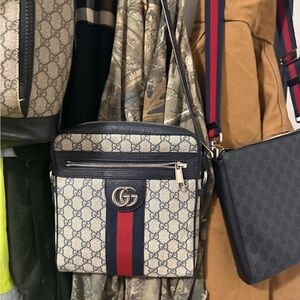 Gucci Beige and Black Men's Messenger Bag